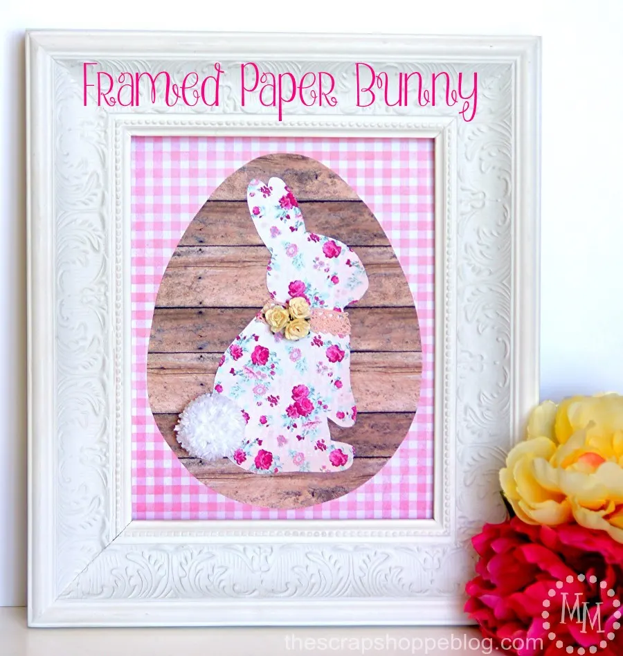 All it takes is some pretty paper to create a beautiful framed paper bunny this Easter!