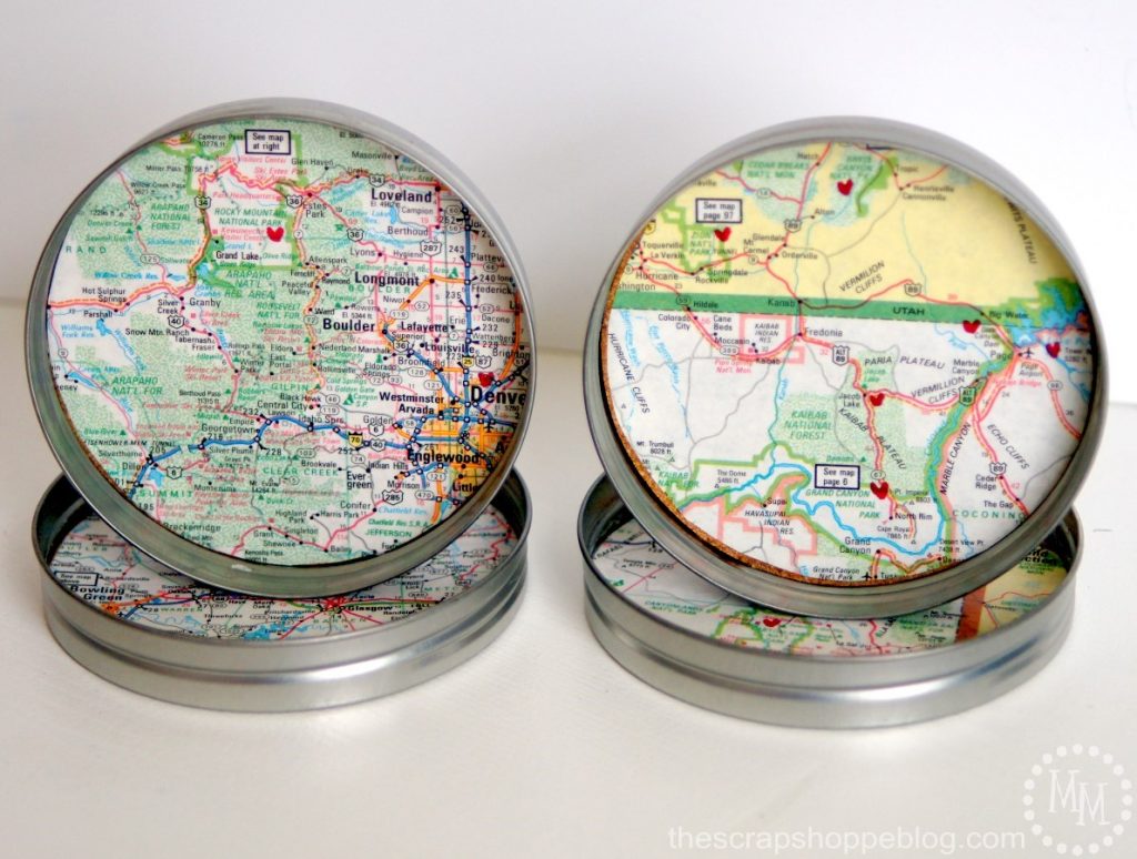 Memorialize those special vacations by creating map coasters of all your favorite trips!