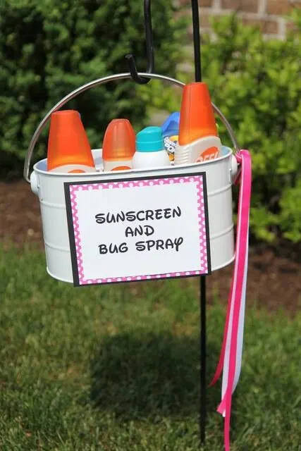 sunscreen and bug spray station