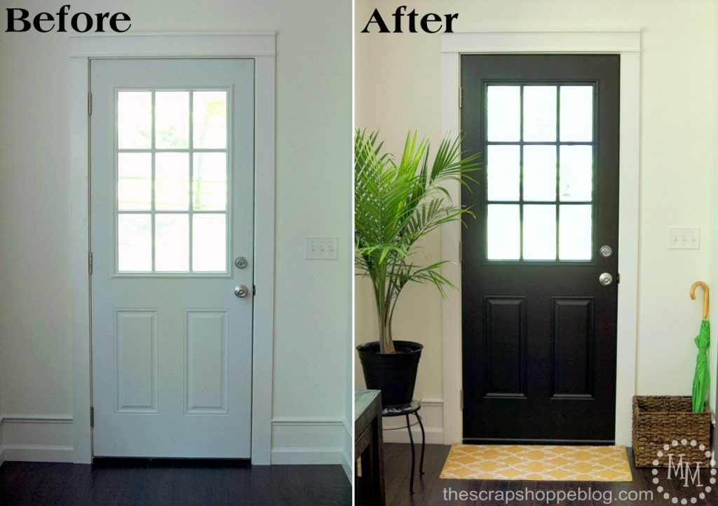 Painting a door black is a great way to achieve that farmhouse look!