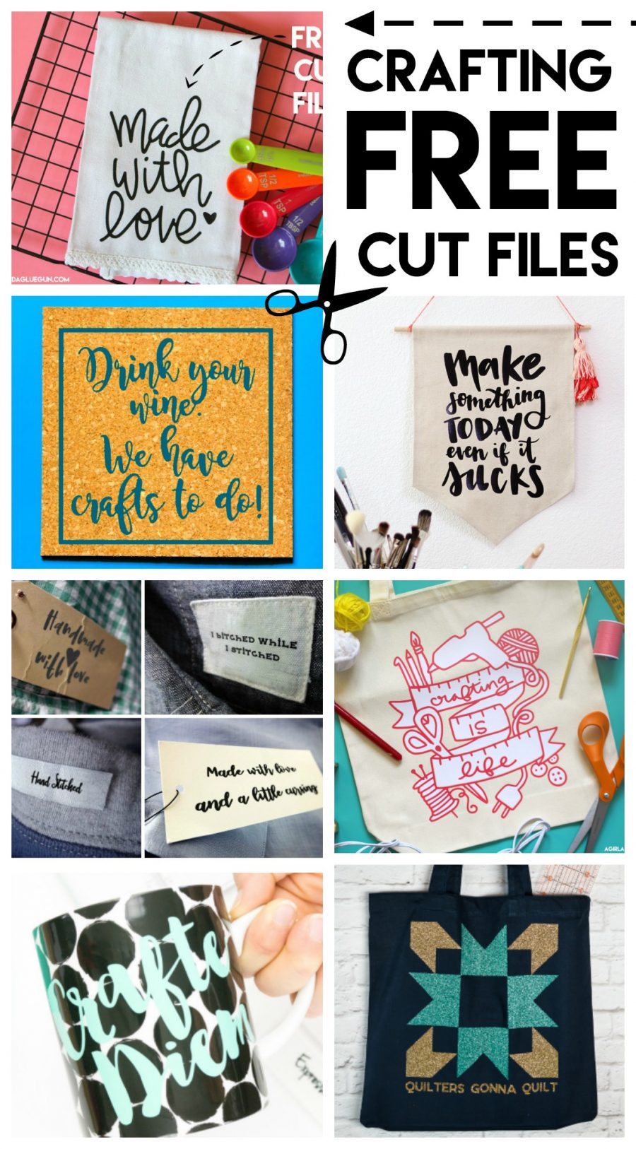 FREE crafty-themed cut files - they are great for decorating your craft space or gifting to a friend!