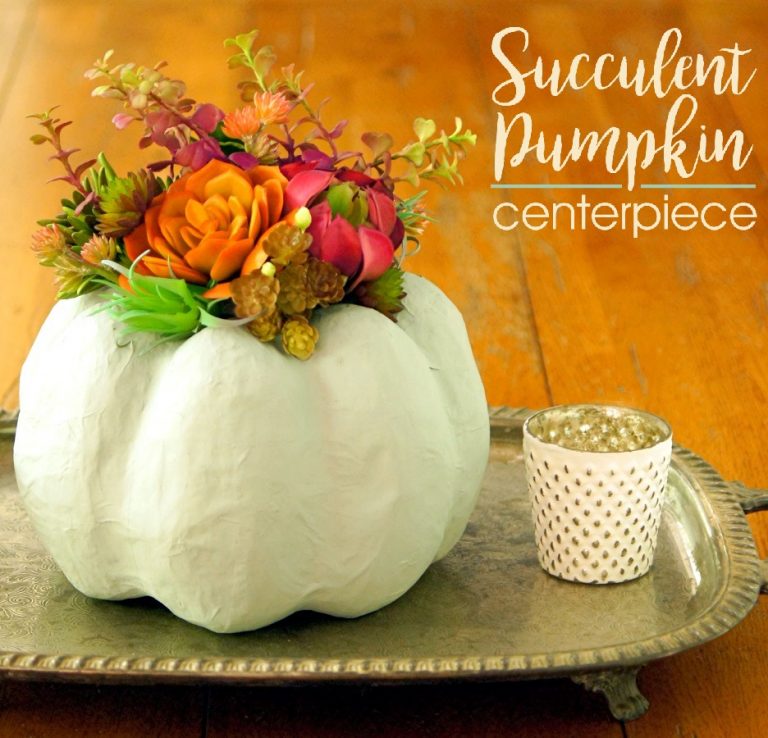 DIY Faux Succulent Pumpkin Centerpiece