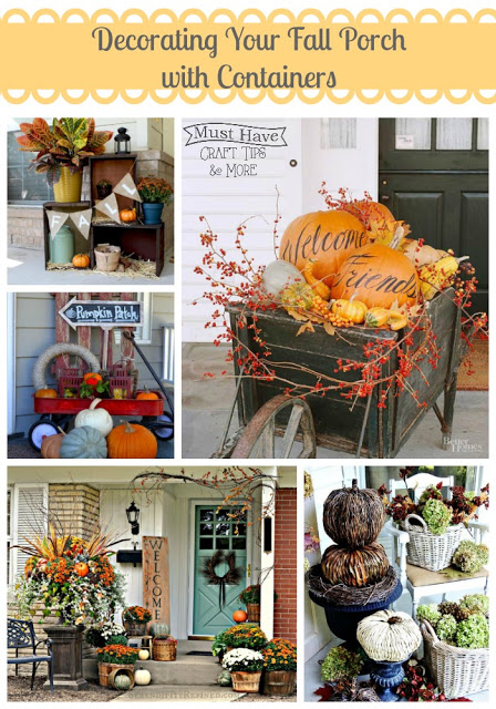 Gather up all the fall things and put them in cute containers on the front porch!