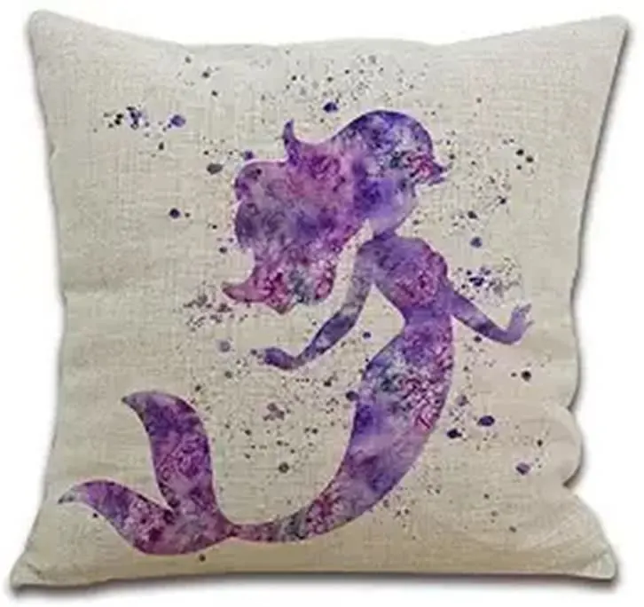 Watercolor mermaid pillow