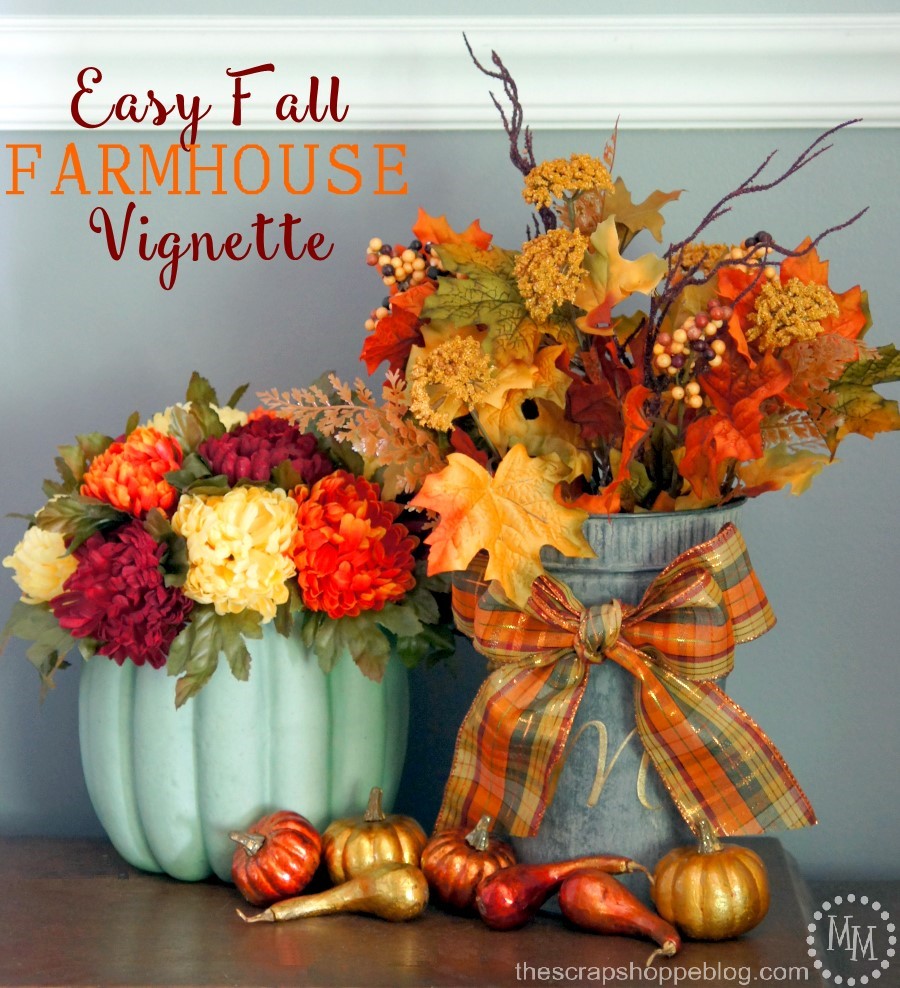 Create an easy fall farmhouse-style vignette in minutes!