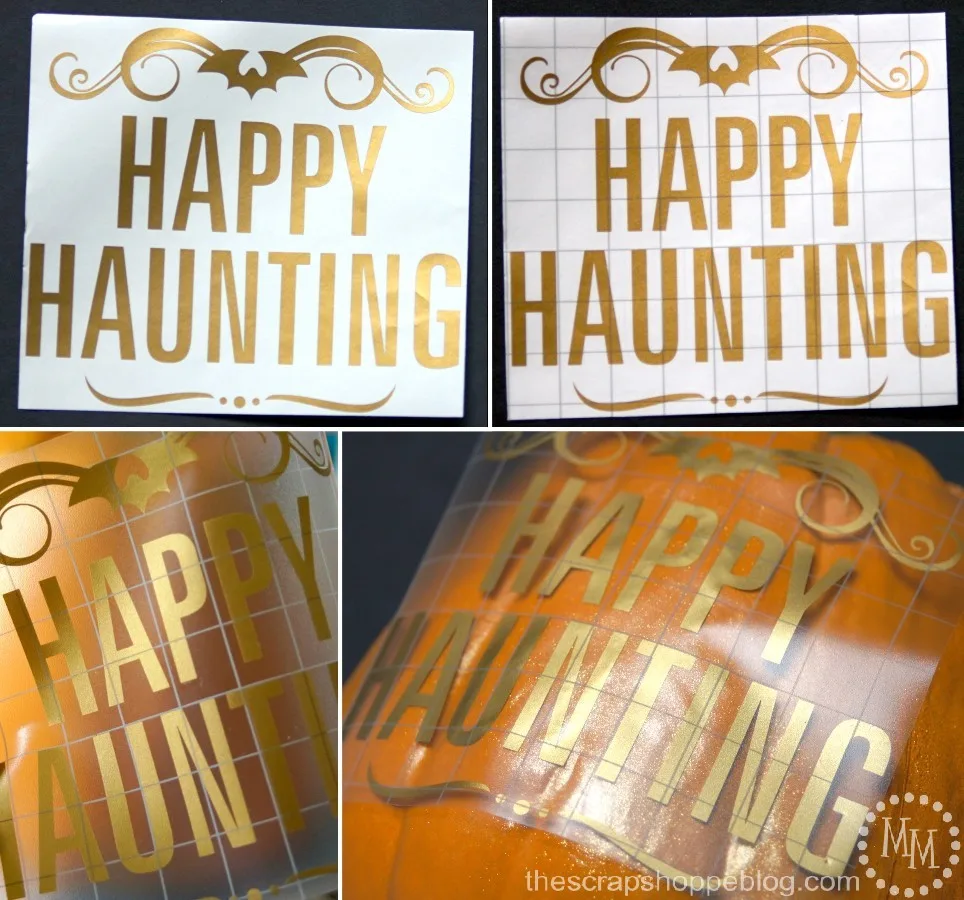 This ghoulishly glam pumpkin is perfectly topped off with gold adhesive vinyl!