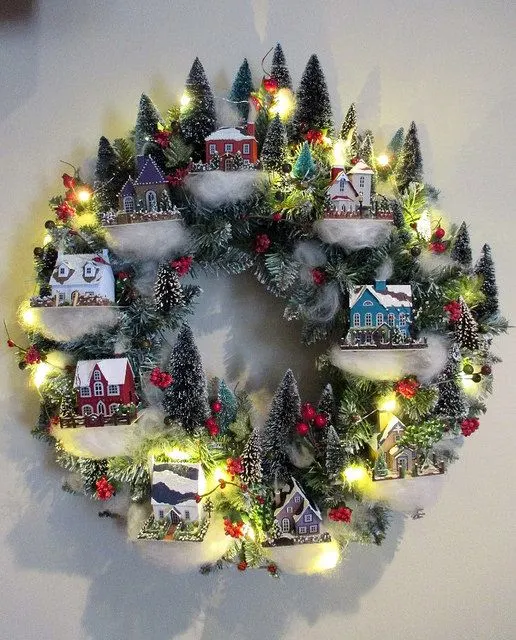 Christmas Village Wreath