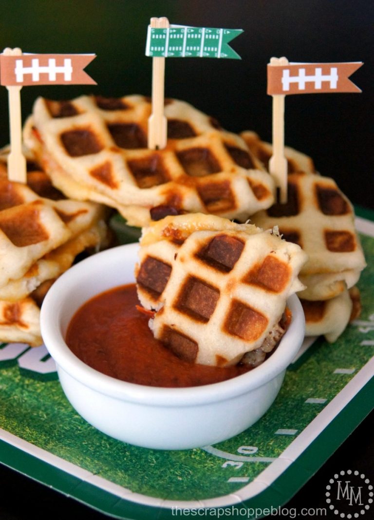 Get Game Day ready with a clean house and these delicious Football-shaped Pizza Waffle Sliders!