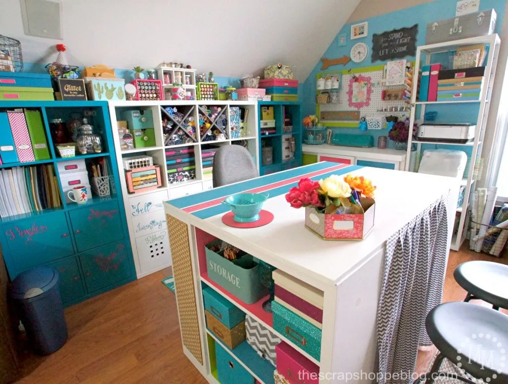 Take a tour of a colorful inviting craft area and see how to make the most out of a small space!