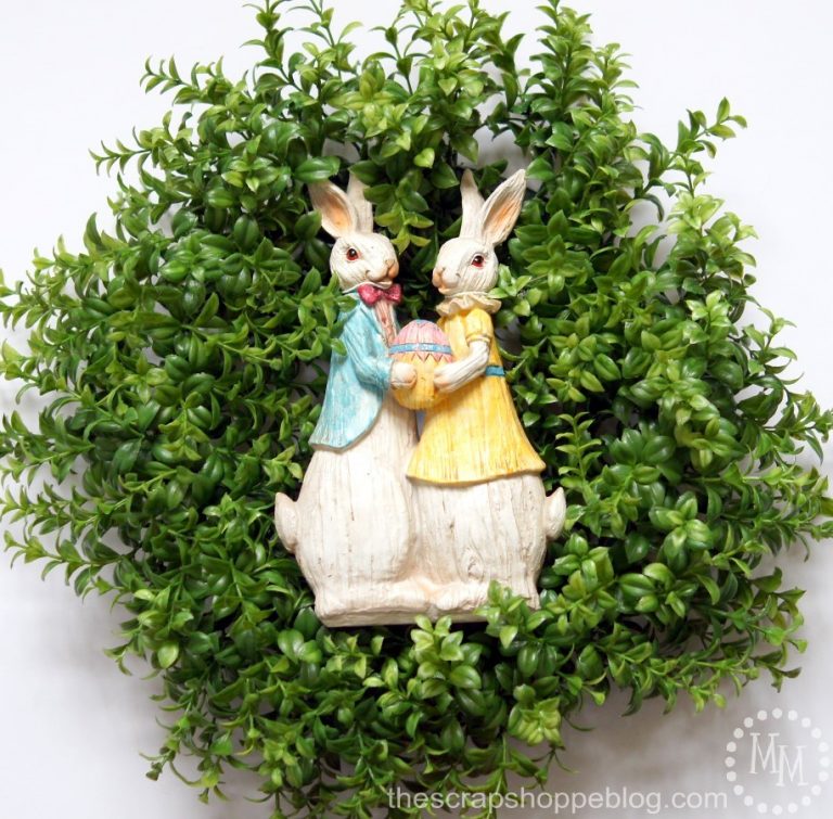 Dress up a boxwood wreath with an Easter figurine to celebrate the holiday!