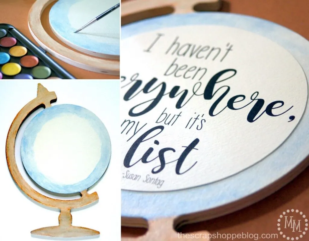 travel printable for watercolor globe