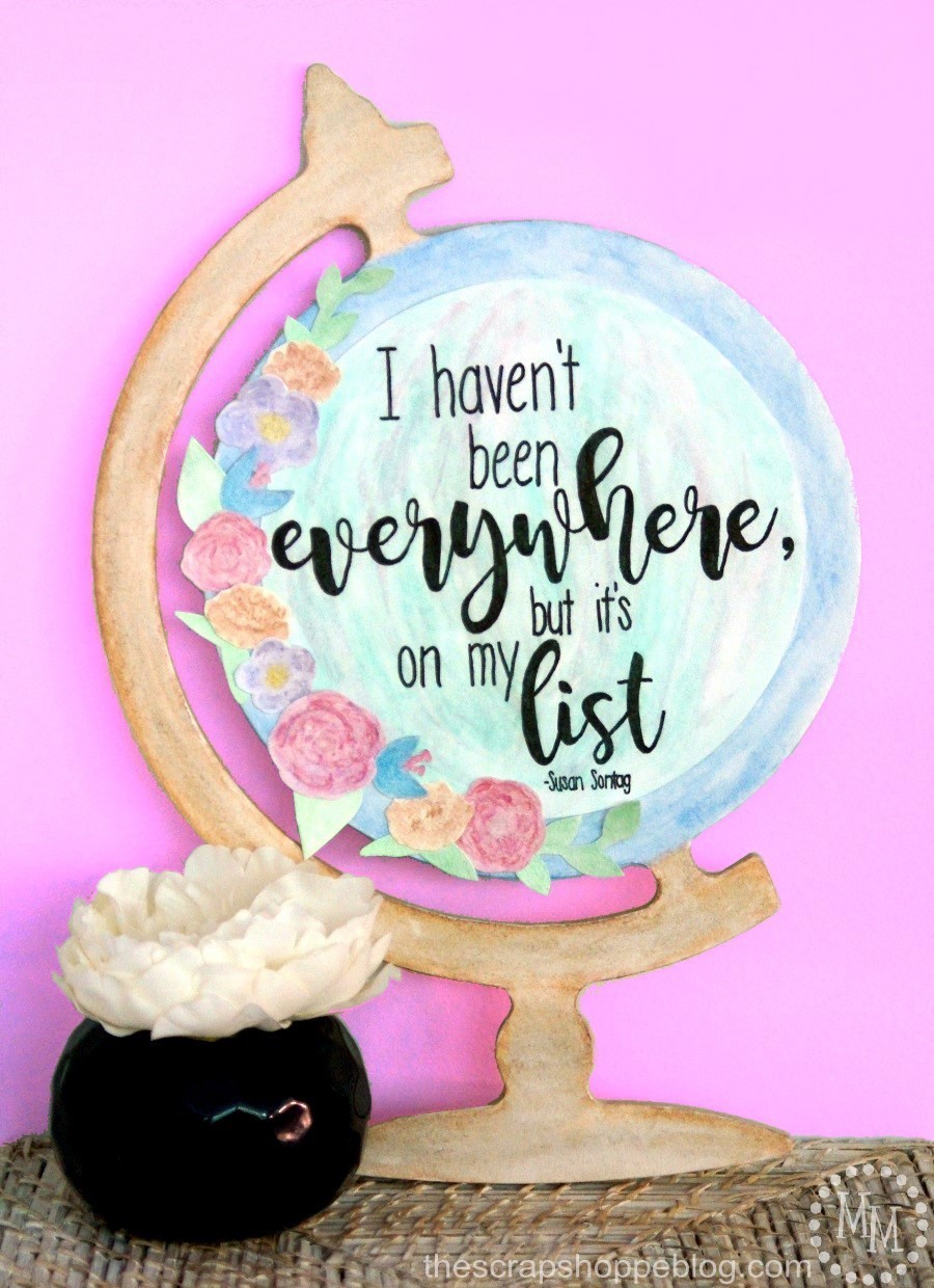 Got wanderlust? Express your love of travel with a fun globe watercolor sign!