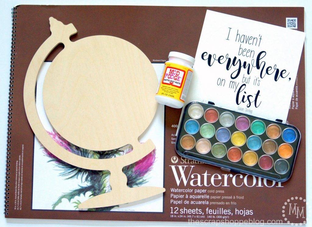 watercolor globe craft supplies