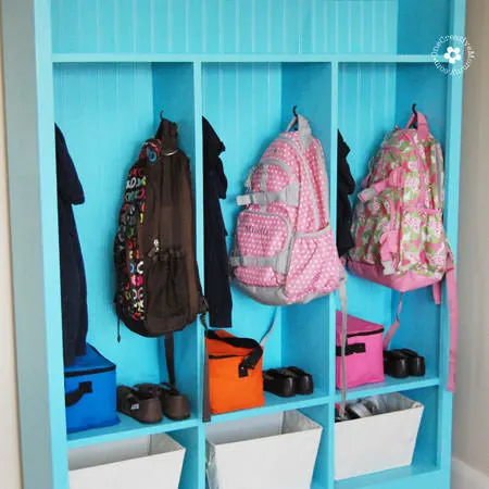 Make a DIY locker area for backpacks.