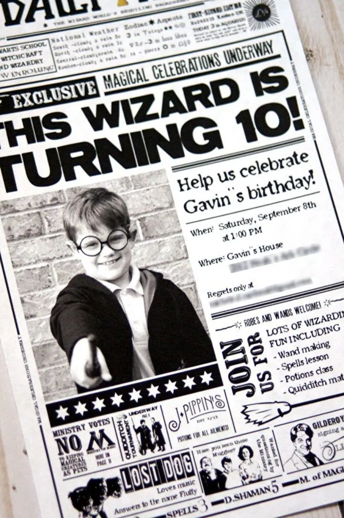 Invite your guests to a Harry Potter birthday party with this Daily Prophet printable invitation!