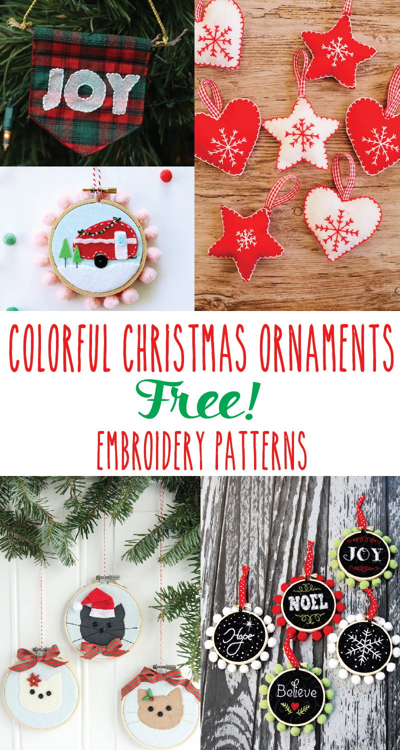 These colorful Christmas Ornament Embroidery Patterns are so fun to stitch up, and they would make such great gifts too!