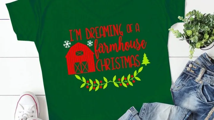 farmhouse christmas green shirt