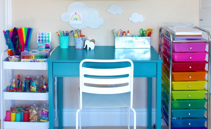 Create an art station in your playroom, even if the space is small!