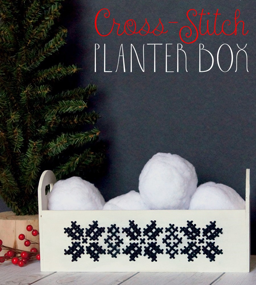 cross stitch planter box snowflakes