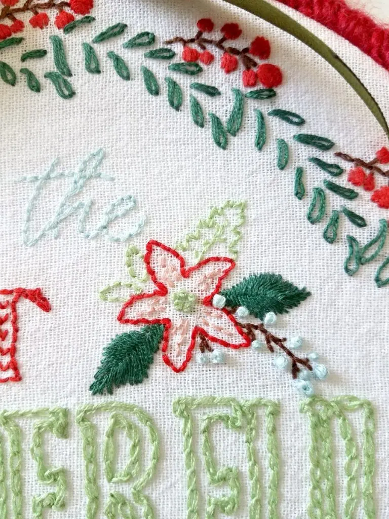 Most wonderful time embroidery close up