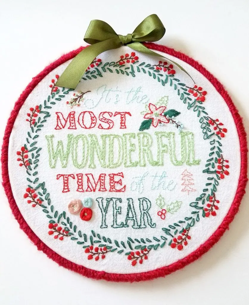 Most Wonderful Time Christmas Embroidery Hoop Art