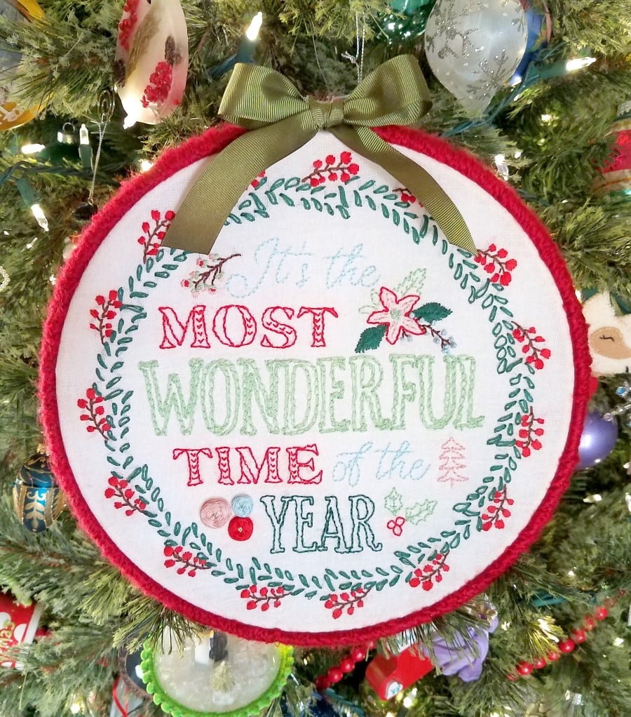 Most Wonderful Time Christmas Embroidery Hoop