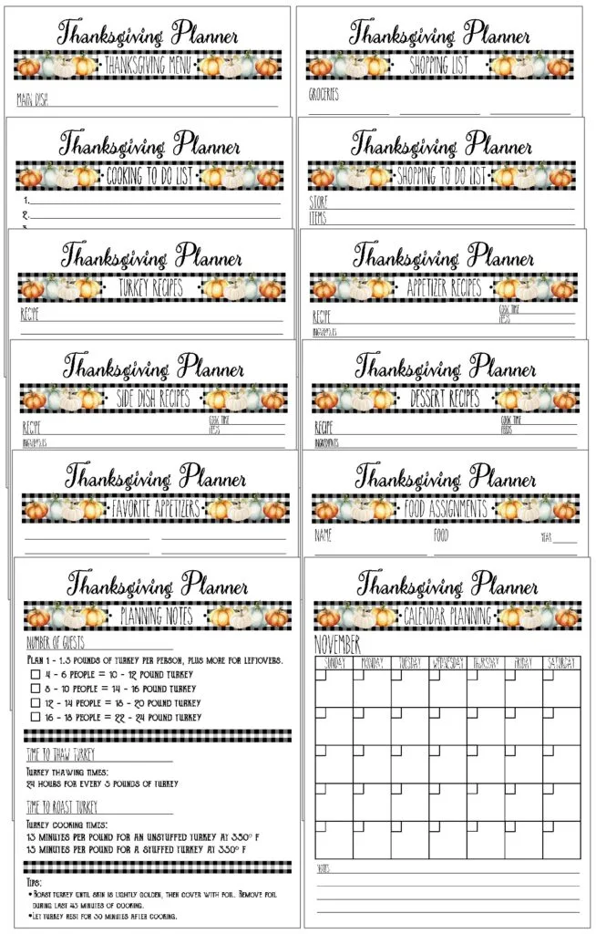 12 Free Thanksgiving Planner Pages