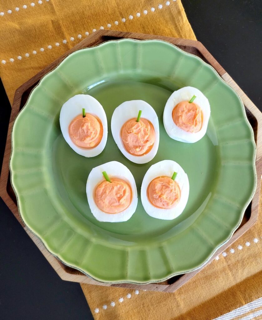 easy adorable pumpkin deviled eggs