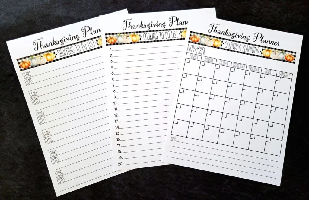 Thanksgiving planner to do lists