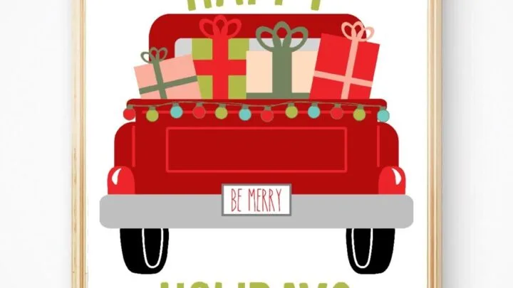 christmas vintage holiday truck print