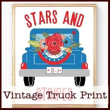 patriotic vintage truck print