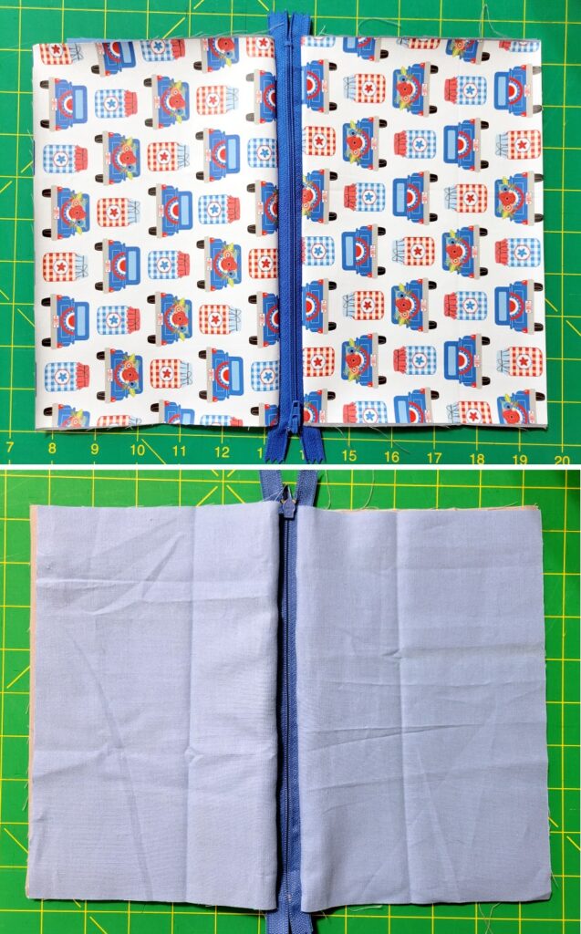 outside/inside zipper pouch