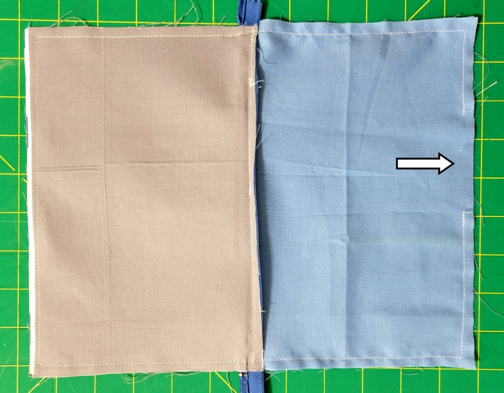 stitching the edges of the zipper pouch