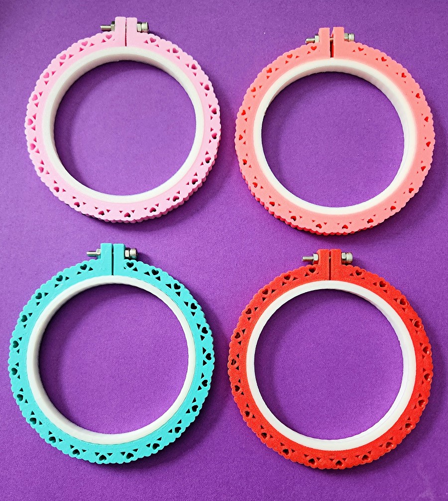 3d printed hearts valentines embroidery hoops