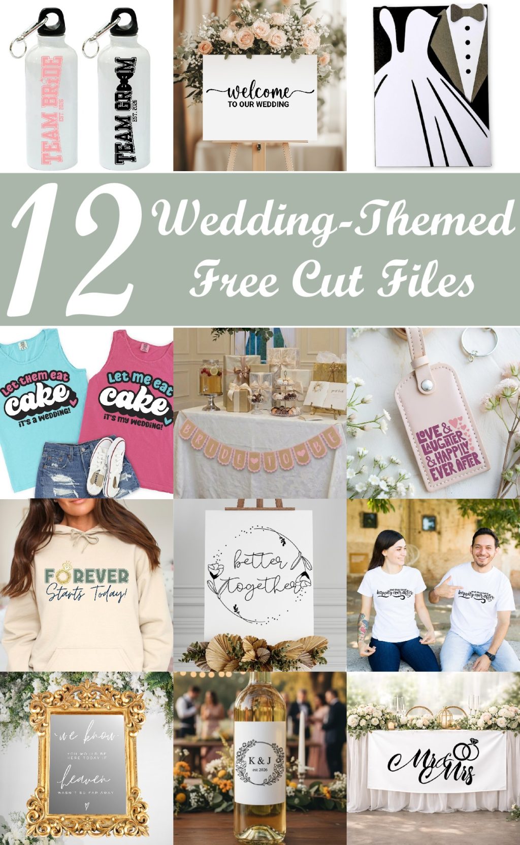 12 wedding themed free cut files