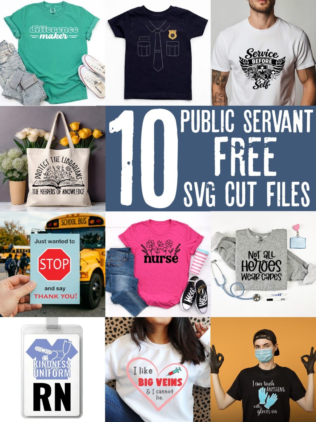 public servant free cut files - nurses, fire fighters, police officers, bus drivers, crossing guard, librarians