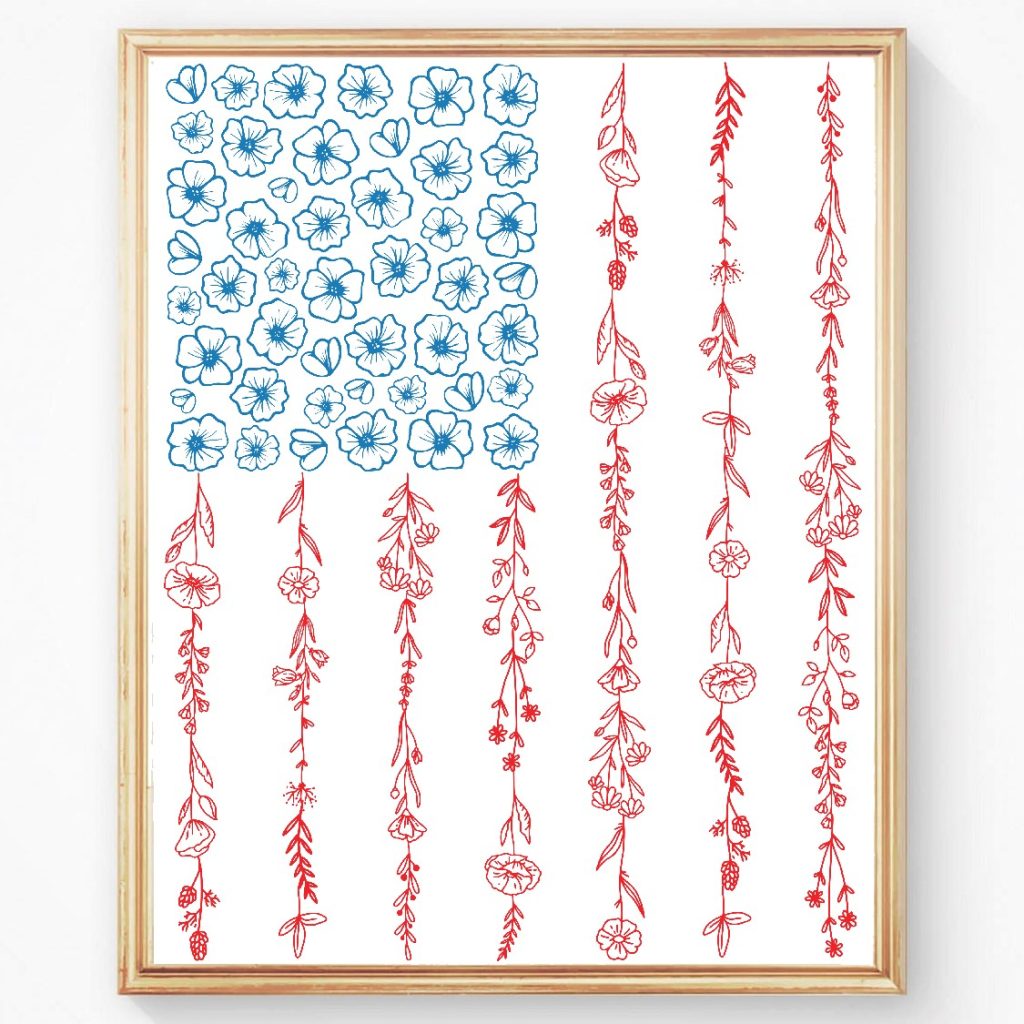 free floral flag art